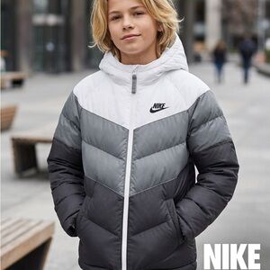 Nike Kids Chevron Puffer Jacket - Black, Gray, White